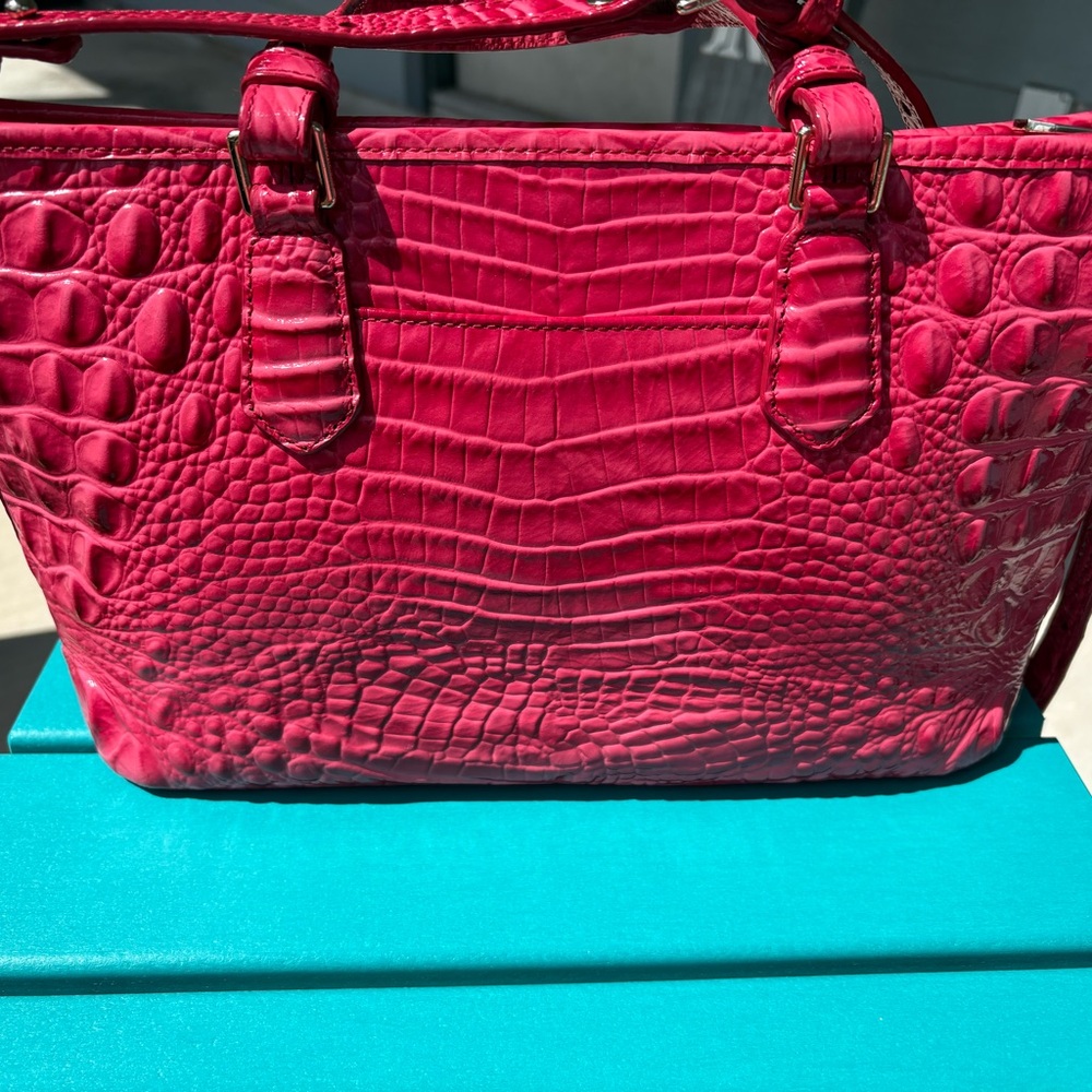 Brahmin Rich Rouge Pink Embossed Tote-Carryall—EUC - Picture 3 of 15